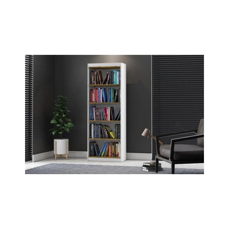 Livreiro Multiuso Organizador Sapateira 4 Prateleiras Sala Quarto Escritório Encanto Branco/Nature