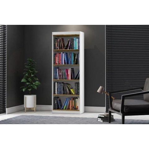 Livreiro Multiuso Organizador Sapateira 4 Prateleiras Sala Quarto Escritório Encanto Branco/Nature