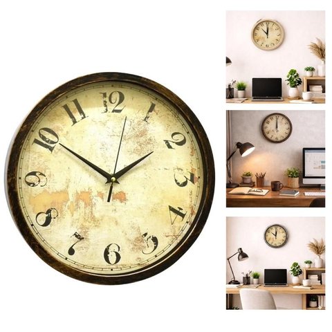 Relogio de Parede Estilo Madeira Redodndo Vintage Retro Rustico Envelhecido Decorativo Sala Escritor