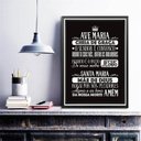 Ver imagem 2 de Quadro Decorativo Oração Ave Maria- Preto e Branco 24x18cm - com Vidro:madeira Branca