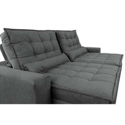 Sofá Retrátil e Reclinável com Molas Ensacadas Cama Inbox Gold 2,12M Tecido Suede Velusoft Cinza - 4 Sofá Retrátil e Reclinável com Molas Ensacadas Cama Inbox Gold 2,12M Tecido Suede Velusoft Cinza - 4