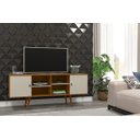 Ver imagem 3 de Rack para Sala Tv de até 60" com 2 Portas e 4 Nichos Cumarú com Off White - Estrela - Patrimar