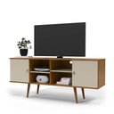 Ver imagem 1 de Rack para Sala Tv de até 60" com 2 Portas e 4 Nichos Cumarú com Off White - Estrela - Patrimar