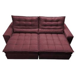 Sofá Retrátil e Reclinável com Molas Ensacadas Cama Inbox Gold 2,12M Tecido Suede Velusoft Vinho - 5 Sofá Retrátil e Reclinável com Molas Ensacadas Cama Inbox Gold 2,12M Tecido Suede Velusoft Vinho - 5