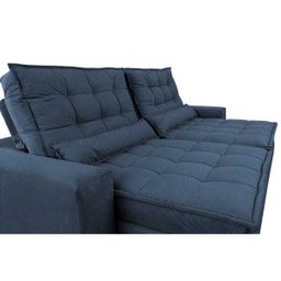 Sofá Retrátil e Reclinável com Molas Ensacadas Cama Inbox Gold 2,32M Tecido Suede Velusoft Azul - 4