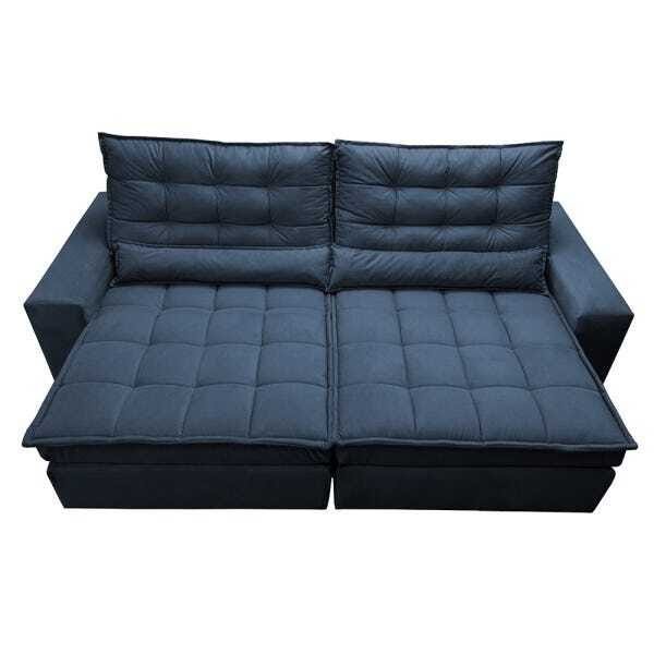 Sofá Retrátil e Reclinável com Molas Ensacadas Cama Inbox Gold 2,32M Tecido Suede Velusoft Azul - 5