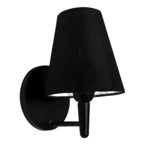 Arandela Cone Vivare Md-2004 Base Alumínio Preto Cúpula em Tecido - Bivolt - Preto / Preto - Bivolt