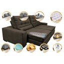 Ver imagem 3 de Sofá Retrátil e Reclinável com Molas Ensacadas Cama Inbox Gold 2,32M Tecido Suede Velusoft Café