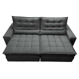 Sofá Retrátil e Reclinável com Molas Ensacadas Cama Inbox Gold 2,32M Tecido Suede Velusoft Cinza - 5