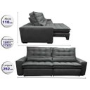 Ver imagem 2 de Sofá Retrátil e Reclinável com Molas Ensacadas Cama Inbox Gold 2,52M Tecido Suede Velusoft Cinza