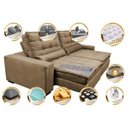Ver imagem 3 de Sofá Retrátil e Reclinável com Molas Ensacadas Cama Inbox Gold 2,52M Tecido Suede Velusoft Castor