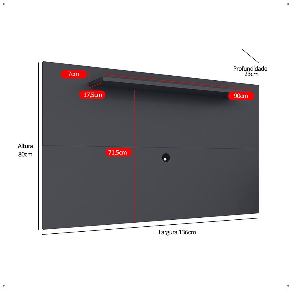 Estante Painel Tv 32 37 40 42 46 48 Polegadas Prateleira Superior Decoração Sala Quarto Cinza - 6