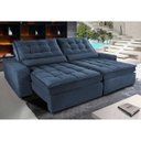 Ver imagem 1 de Sofá Retrátil e Reclinável com Molas Ensacadas Cama Inbox Gold 3,12M Tecido Suede Velusoft Azul