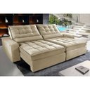 Ver imagem 1 de Sofá Retrátil e Reclinável com Molas Ensacadas Cama Inbox Gold 3,12M Tecido Suede Velusoft Bege