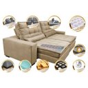 Ver imagem 3 de Sofá Retrátil e Reclinável com Molas Ensacadas Cama Inbox Gold 3,12M Tecido Suede Velusoft Bege