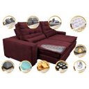 Ver imagem 3 de Sofá Retrátil e Reclinável com Molas Ensacadas Cama Inbox Gold 3,12M Tecido Suede Velusoft Vinho