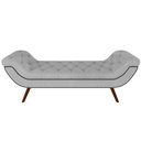 Ver imagem 3 de Puff Recamier Decorativo com Tachas 140 Cm Santorini Linho Cinza - Lyam Decor