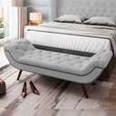 Ver imagem 2 de Puff Recamier Decorativo com Tachas 140 Cm Santorini Linho Cinza - Lyam Decor
