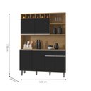 Ver imagem 2 de Armário Cozinha Completo Robin Amendoa Preto 6 Portas