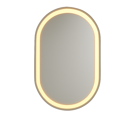 Espelho Oval 40x60 cm Jateado LED 3 Cores Touch Moderno