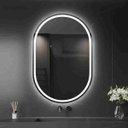 Ver imagem 3 de Espelho Oval 40x60 cm Jateado LED 3 Cores Touch Moderno