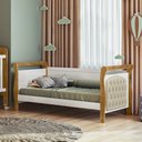 Ver imagem 3 de Cama Allegra Capitonê Tigus Baby Branco/Ipê, Suede Cru