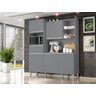 Kit Cozinha Compacta 160cm com 5 Portas 1 Gaveta Isabel Cinza - Ajl Móveis - 3