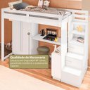 Ver imagem 5 de Cama Infantil Alta com Guarda Roupa 2 Portas e Escrivaninha Crrui-CAM011 Branco Multimóveis