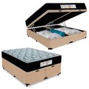 Ver imagem 1 de Cama Box Baú Queen Bipartido Sintético + Colchão Molas Ensacadas Sereneprime Sonnolux 158x198x69