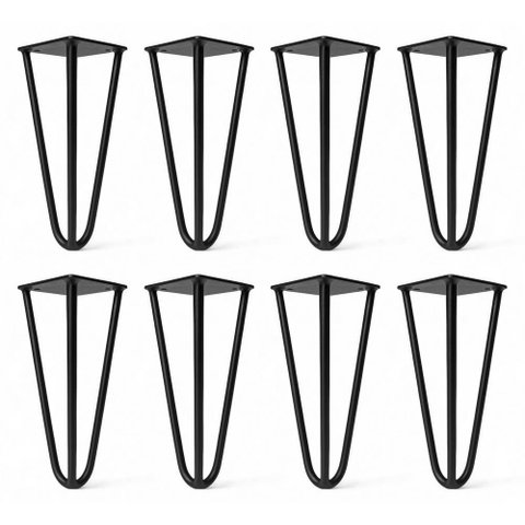 Kit 08 Pés Hairpin Legs 15cm Aramado de Aço Triplo para Móveis e Estofados - Abmaza