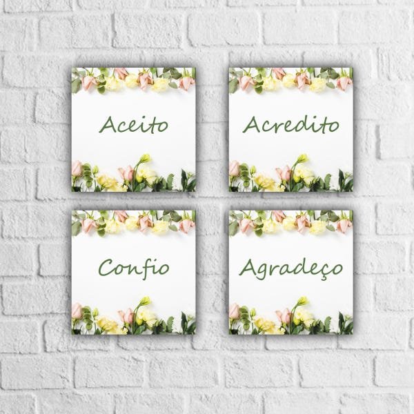 Placa Decorativa P - "Kit P Palavras Aceito - Acredito - Confio - Agradeço 5" - 1