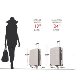 Kit 2 Malas Viagem Rígida Expansiva Bordo 10kg e Média Despachada 23kg Tsa Rodas Duplas 360º Gladiad - 5