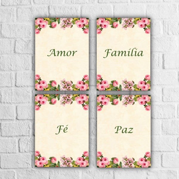 Placa Decorativa M - "Kit M Palavras Amor - Família - Fé - Paz 10" - 1