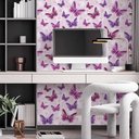 Ver imagem 1 de Papel de Parede Casual Borboletas em Tons de Roxo Gh Papel de Parede 2,5m