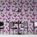Ver imagem 2 de Papel de Parede Casual Borboletas em Tons de Roxo Gh Papel de Parede 2,5m