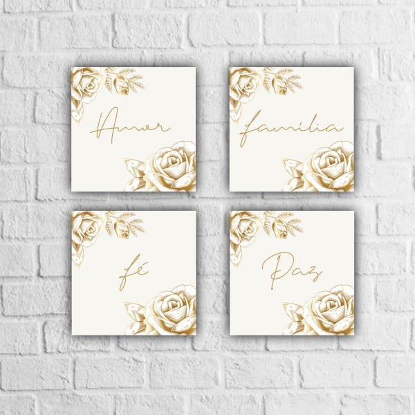 Placa Decorativa P - "Kit P Palavras Amor - Família - Fé - Paz 5" - 1
