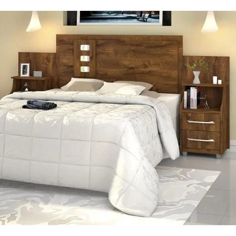 Cabeceira Cama Casal Queen ou King com Mesas de Cabeceira Florida Malbec