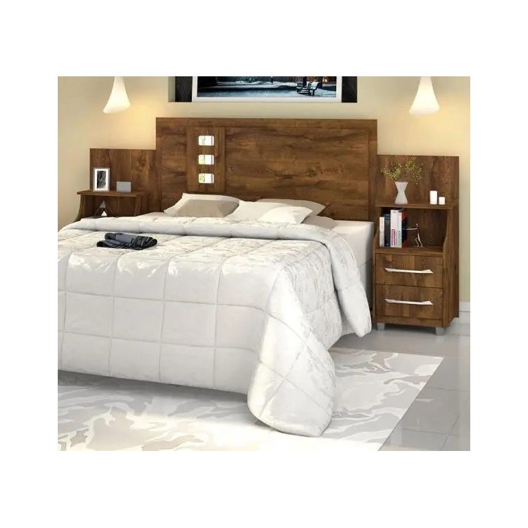 Cabeceira Cama Casal Queen ou King com Mesas de Cabeceira Florida Malbec