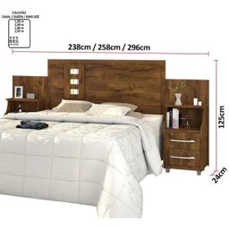 Cabeceira Cama Casal Queen ou King com Mesas de Cabeceira Florida Malbec - 3