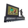 Porta Medalhas Futebol Masculino Adesivo Minhas Conquistas cor aço escovado para até 50 medalhas - 1
