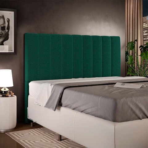 Cabeceira Cama Box Casal Queen 160cm Dália W01 Bouclê Verde