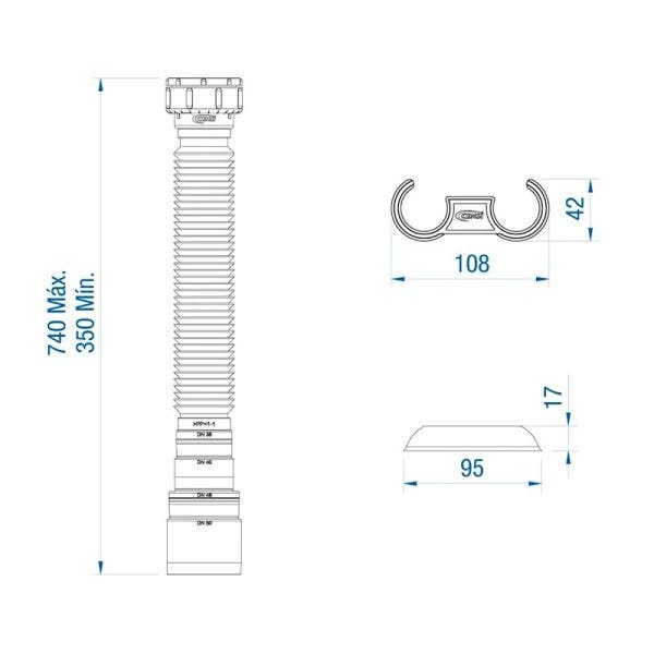 Tubo Extensível Censi com 74cm Cromado - 3