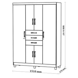 Guarda-Roupa Casal Taurus 6 Portas 3 Gavetas Vila Rica - Champanhe-Imbuia - 4