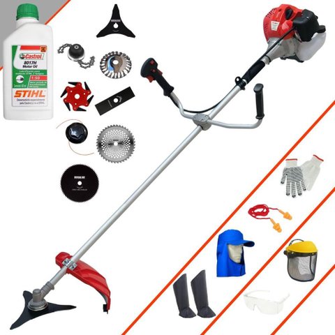 Roçadeira Anmax Cg520p Tb À Gasolina 52cc 2,2hp com 8 Opções de Corte + Epi + Óleo Stihl