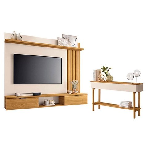 Painel Suspenso Lets Cinamomo Off White com Aparador Fiero Off White Cinamomo - Hb Móveis