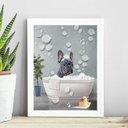 Ver imagem 1 de Quadro Banheiro Bulldog Francês Aquarela 24x18cm - com Vidro:madeira Preta