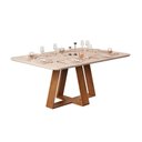 Ver imagem 1 de Mesa Cozinha Celeste Madeirado/Vidro 160cm Freijó DJ Móveis