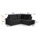 Ver imagem 2 de Sofá de Canto com Chaise Ibarra Suede Velut Preto - King House