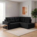 Ver imagem 1 de Sofá de Canto com Chaise Ibarra Suede Velut Preto - King House