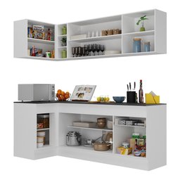 Armário de Cozinha Compacta de Canto com Rodapé Veneza Multimóveis Mp2093.964 Branco/preto - 6